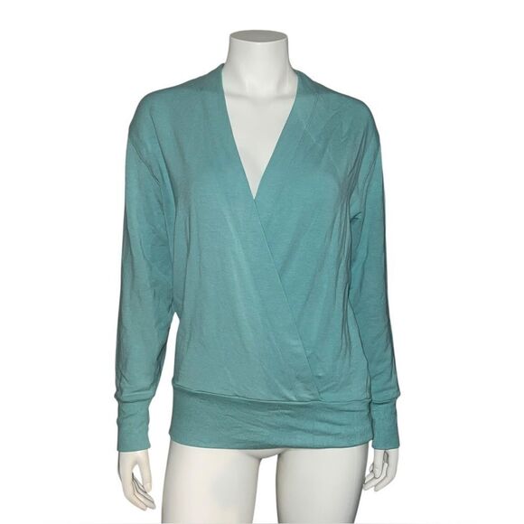 Athleta Dusty Jade Purana V-Neck Wrap Sweatshirt Modal Extra Small NWOT - Picture 2 of 8
